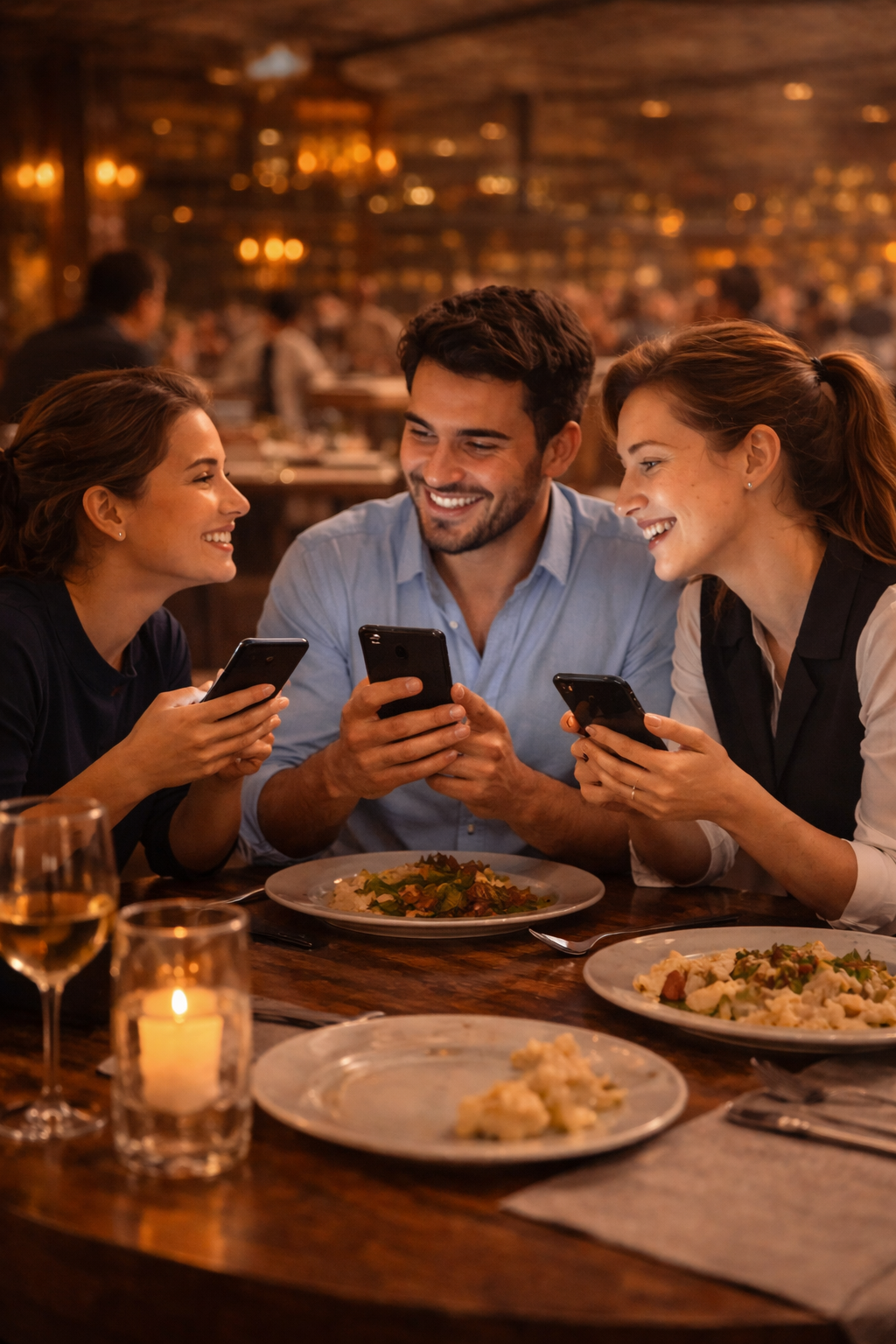 Client laissant un pourboire facilement depuis son téléphone dans un restaurant avec SaluTips