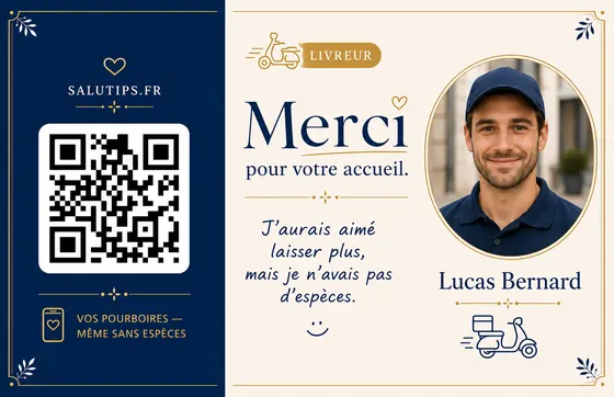 French delivery driver thank-you QR card