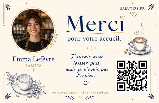 French coffee shop thank-you QR card