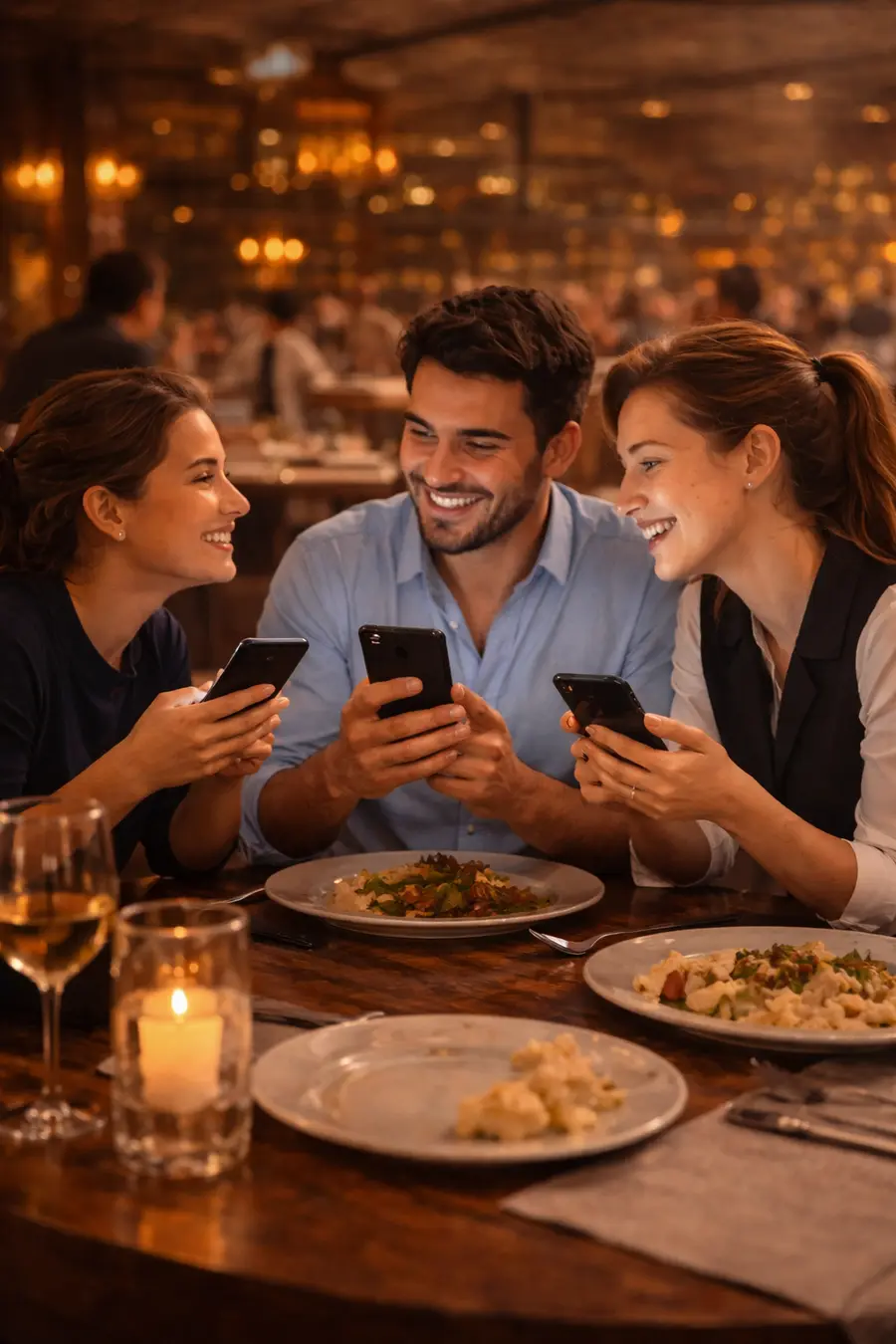 Client laissant un pourboire facilement depuis son téléphone dans un restaurant avec SaluTips