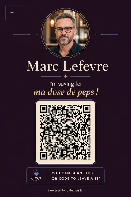 Elegant personal QR tip card