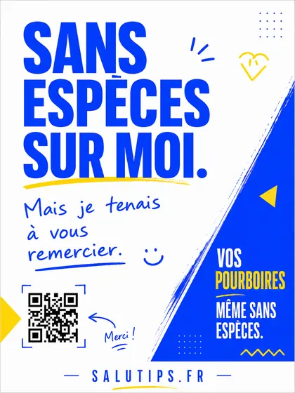 Exemple de carte SaluTips typographique avec code QR