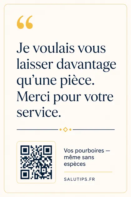 Exemple de carte SaluTips minimaliste avec grand message et code QR