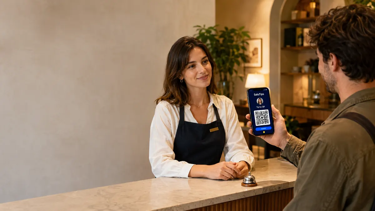 Code QR SaluTips affiché sur un téléphone