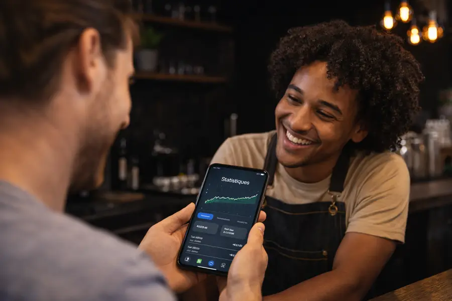 Pourboire numerique rapide et pratique avec smartphone dans un restaurant