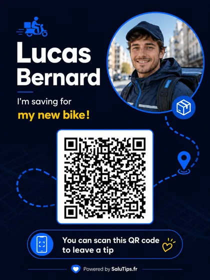 Lucas Bernard courier QR tip card